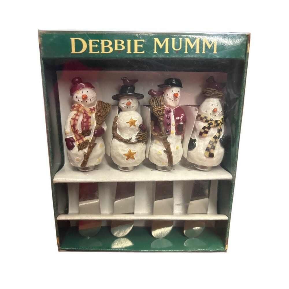 Debbie Mumm 1999 Snowmen Spreaders Set Of 4 Holiday Cheese Knives
